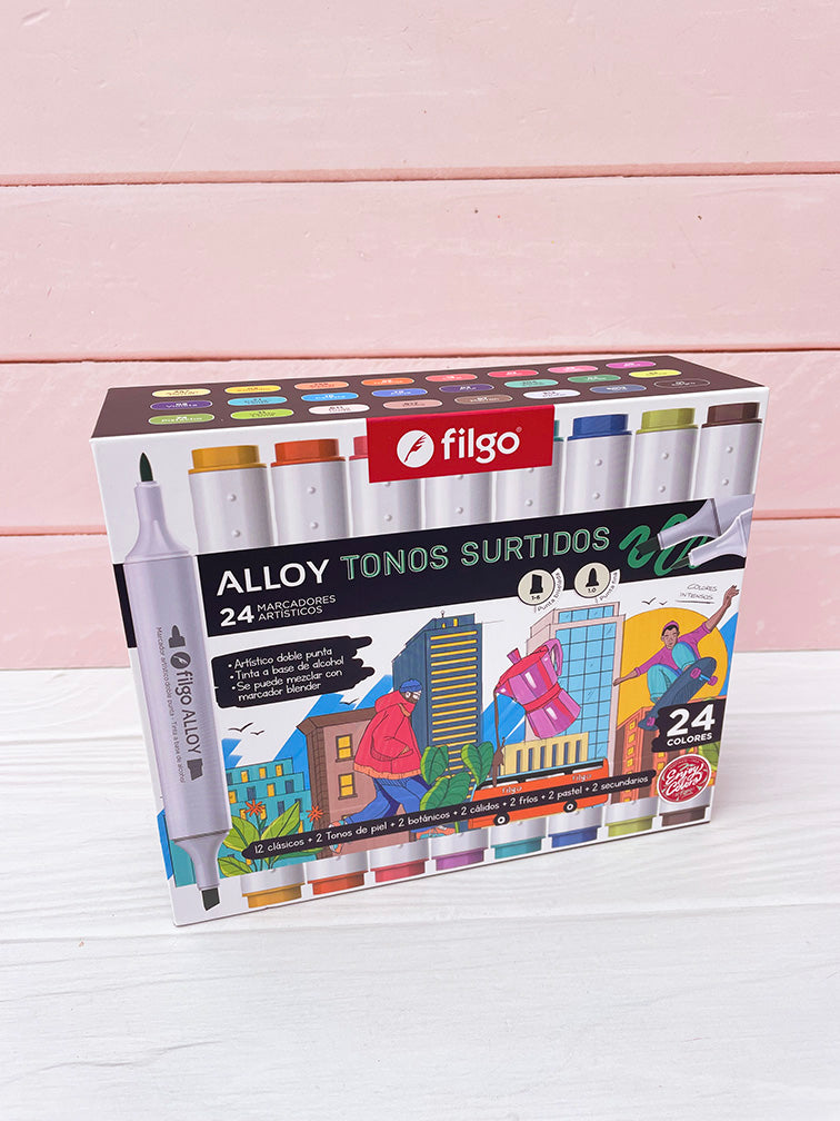 24 Marcadores Filgo Alloy Doble Punta