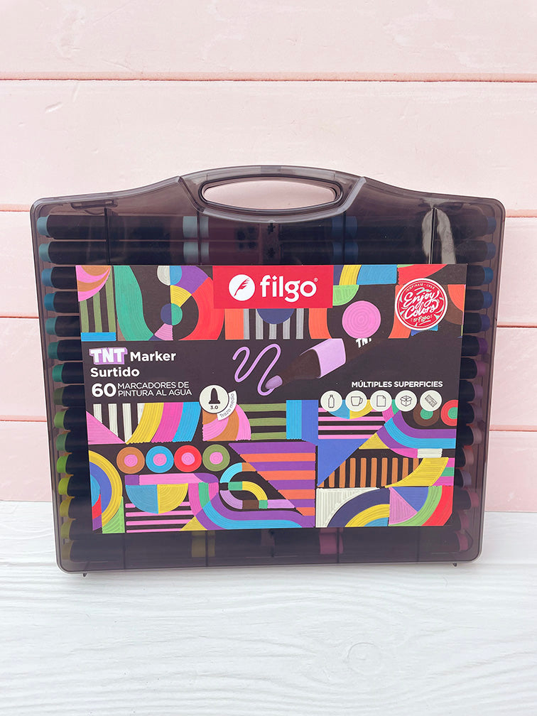 Valijita con 60 Marcadores Filgo Múltiples Suerficies