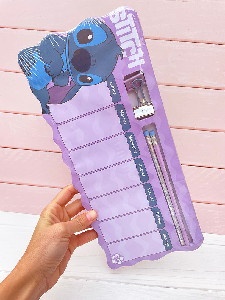 Set de Planificador Semanal Stitch + Clips+ Lápices