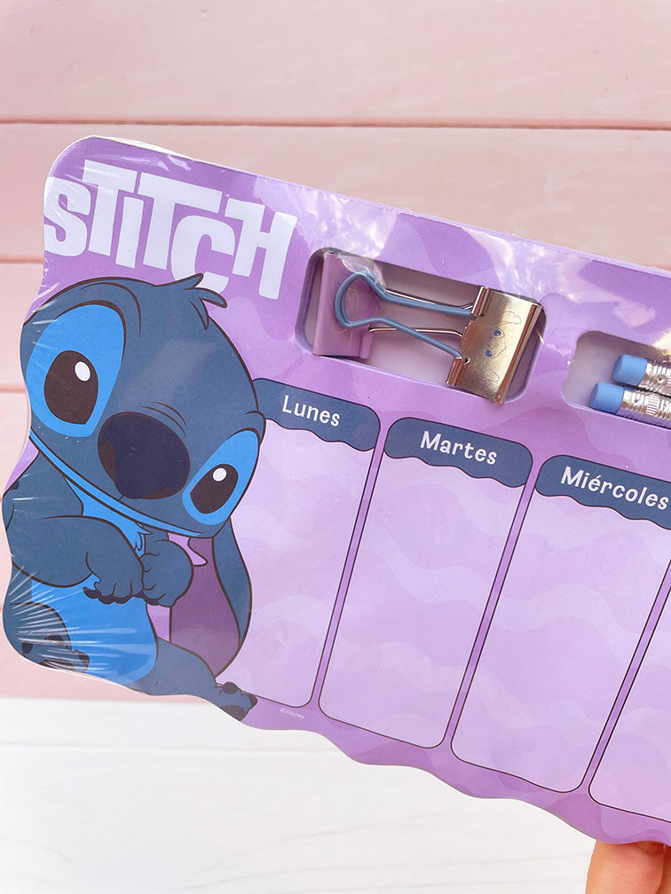 Set de Planificador Semanal Stitch + Clips+ Lápices