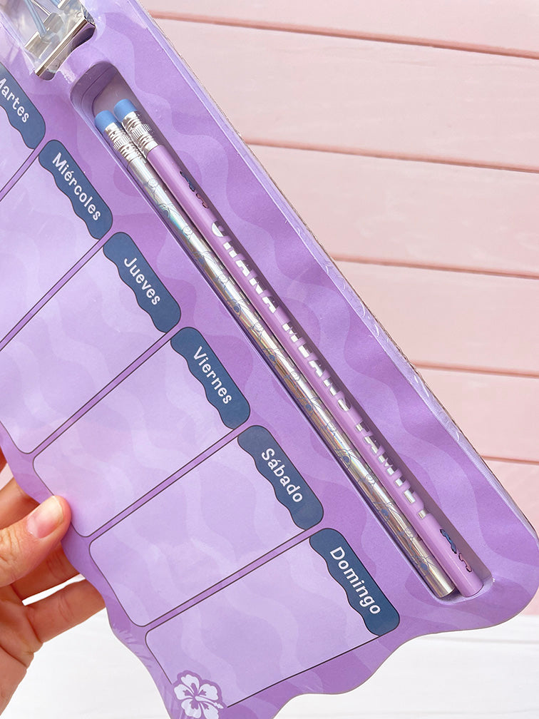 Set de Planificador Semanal Stitch + Clips+ Lápices