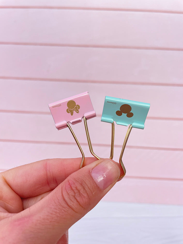 Doble Clips Pasteles Minnie y Mickey x6