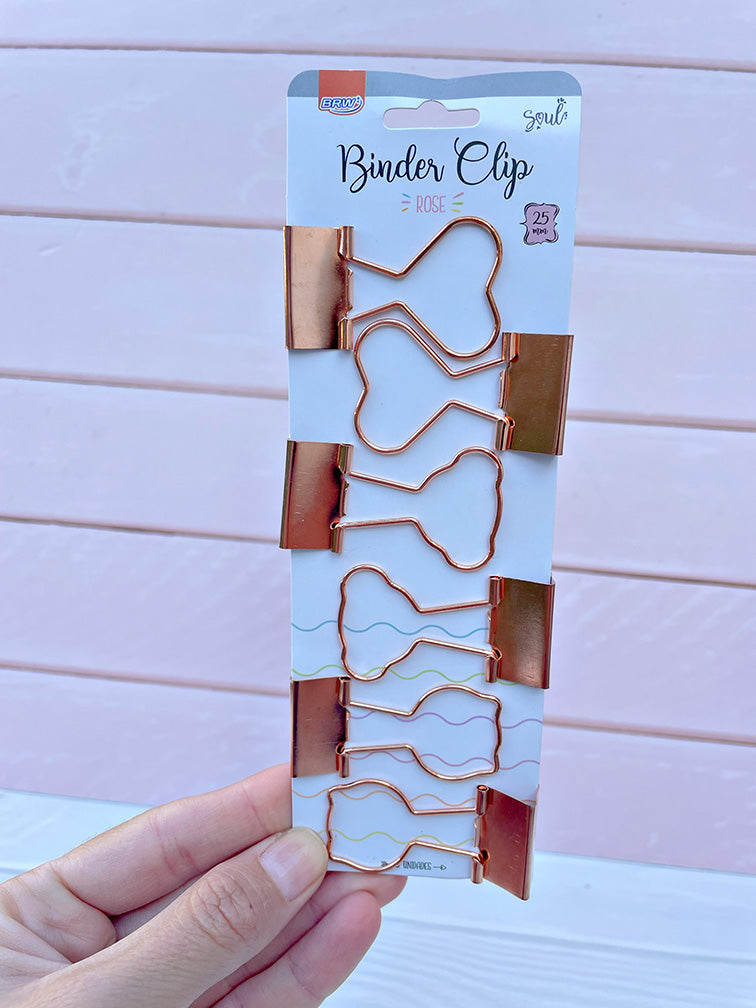 Doble Clips Rosa Oro x6