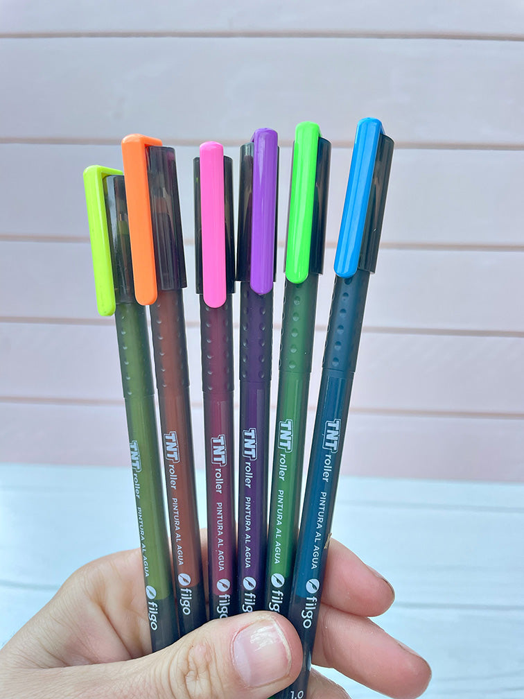 Lapiceras TNT Roller Filgo Colores Flúo x6