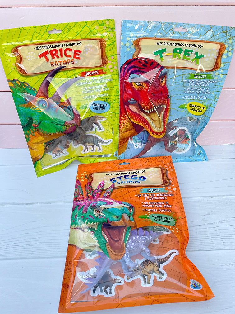 Set Dino con Juguete + Librito + Stickers