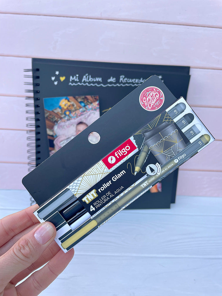 Álbum de Scrapbooking + Lapiceras Metalizadas Filgo x4