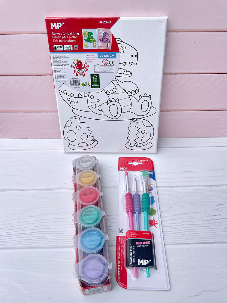 Set de Bastidor con Diseño + Pinturas + Pinceles