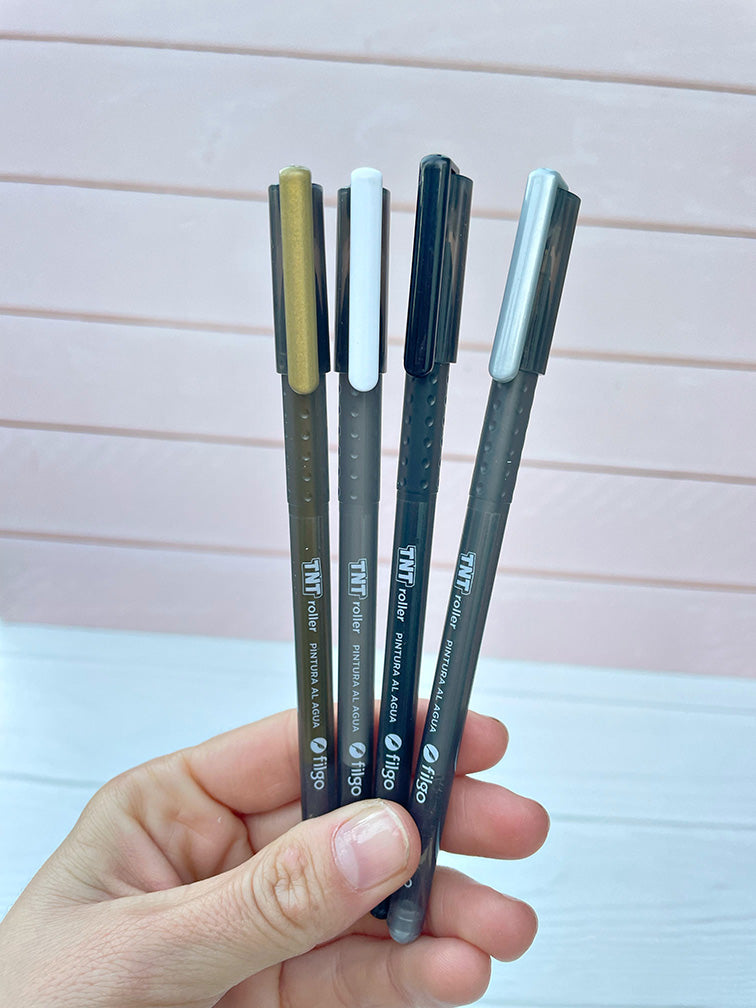 Lapiceras TNT Roller Filgo Colores Metalizadas x4