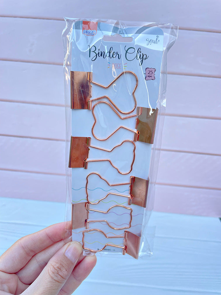 Doble Clips Rosa Oro x6