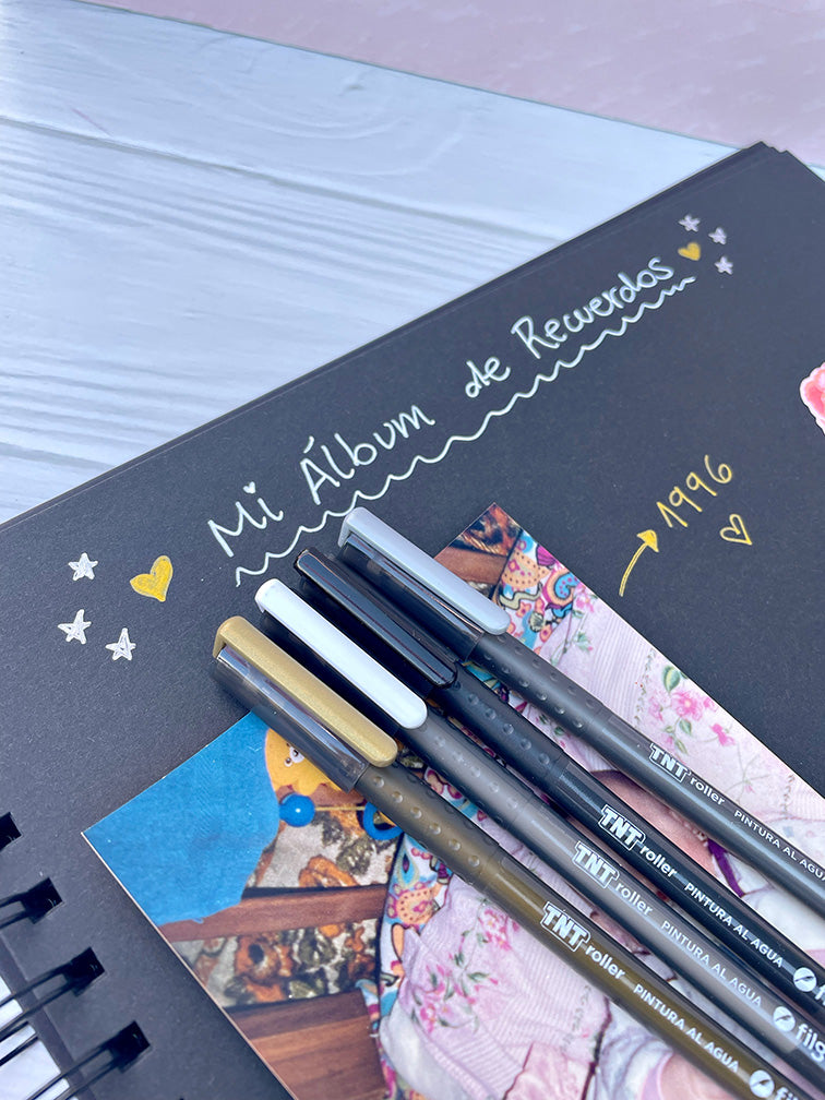 Álbum de Scrapbooking + Lapiceras Metalizadas Filgo x4
