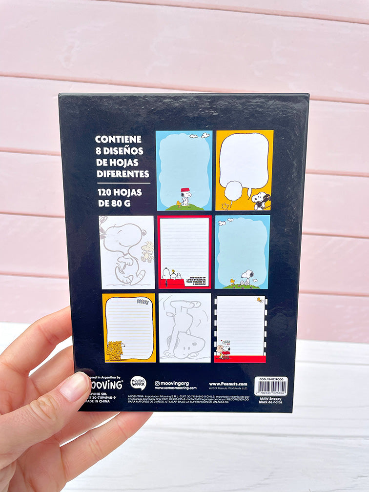 Block 120 hojas con diseños de Snoopy