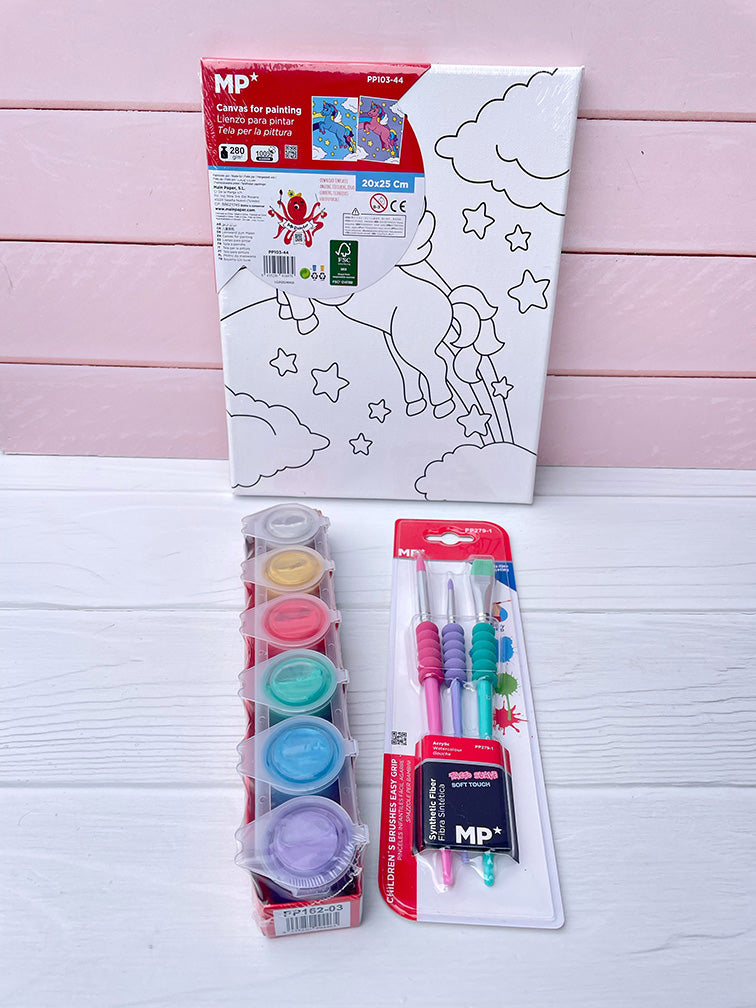Set de Bastidor con Diseño + Pinturas + Pinceles