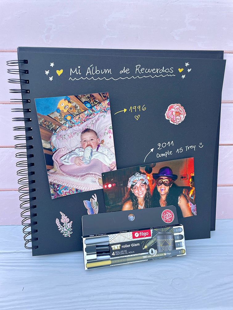 Álbum de Scrapbooking + Lapiceras Metalizadas Filgo x4