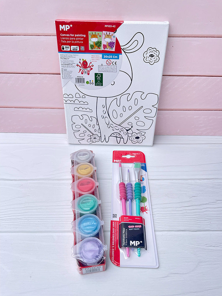 Set de Bastidor con Diseño + Pinturas + Pinceles