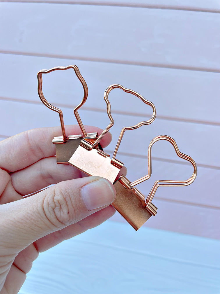 Doble Clips Rosa Oro x6