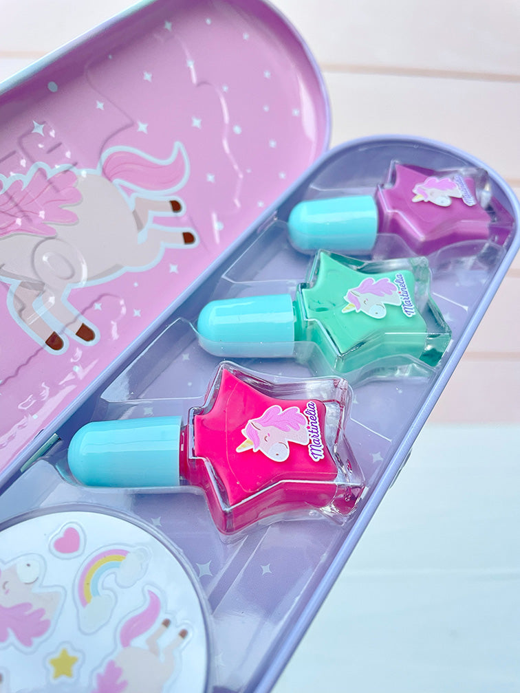 Latita con Esmaltes y Stickers para Uñas