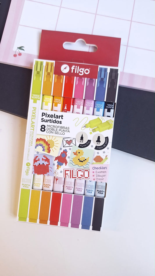 Marcador Pixel Art y Microfibra x8 Filgo