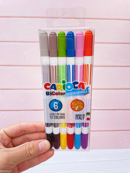 Marcadores Carioca BiColor x6 (12 colores)