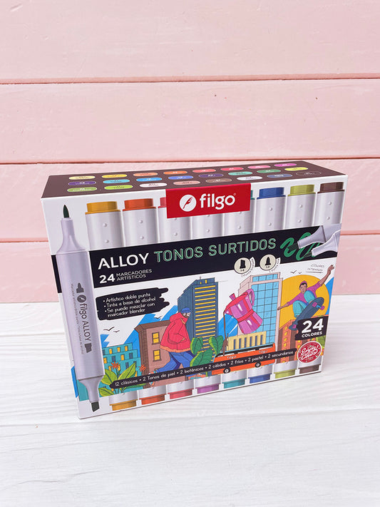 24 Marcadores Filgo Alloy Doble Punta