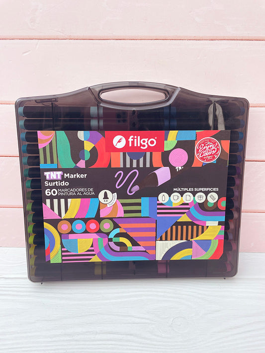 Valijita con 60 Marcadores Filgo Múltiples Suerficies