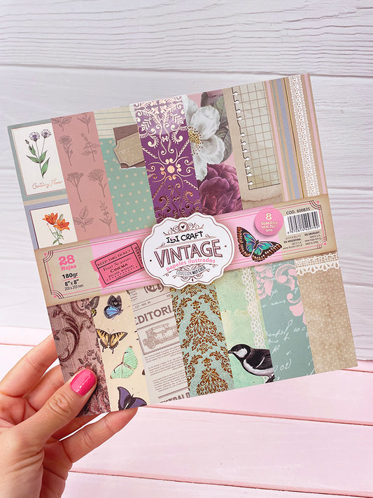 Block de 28 Hojitas Ilustradas "Vintage" Ibi Craft