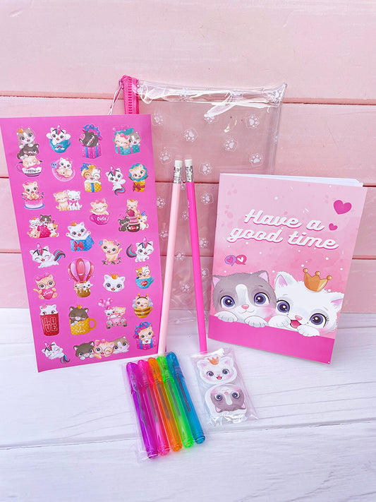 Set de Estuche con Papelería de Gatito