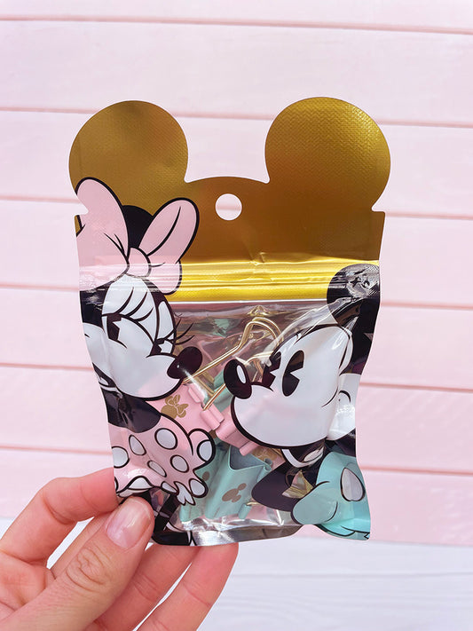 Doble Clips Pasteles Minnie y Mickey x6