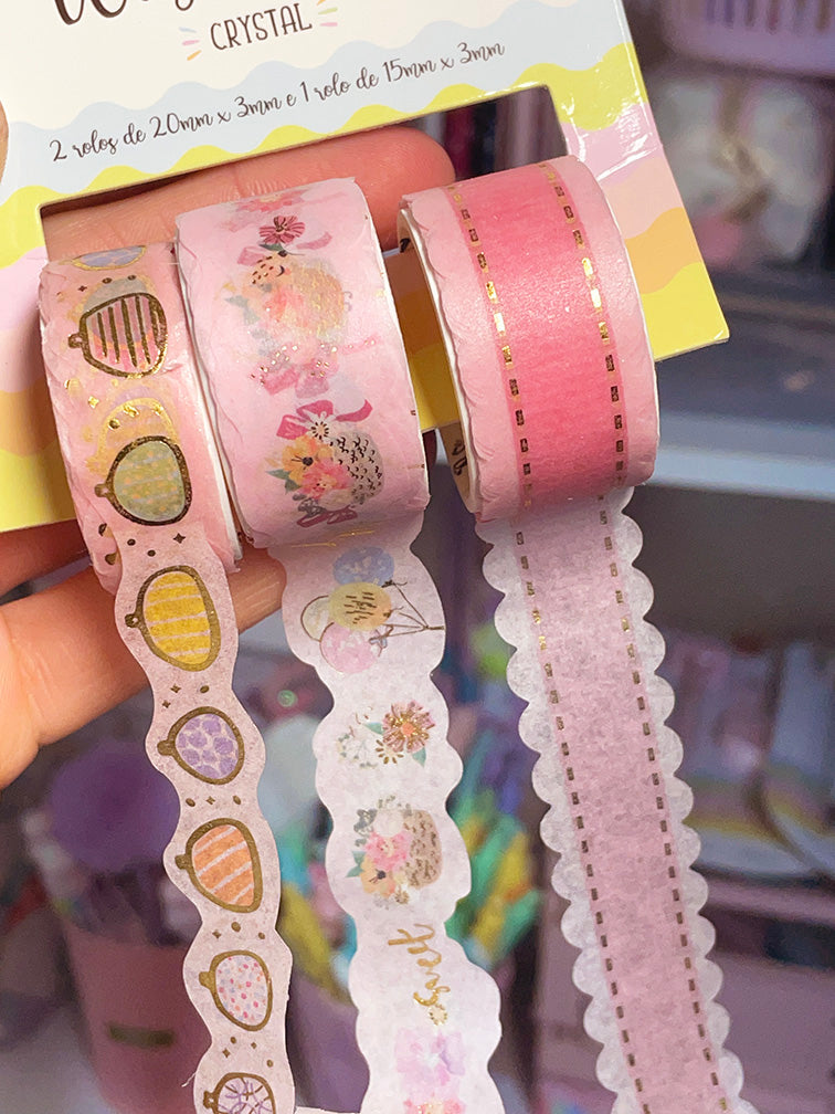 Washi Tape Ondeada Tonos Rosa x3 Brw