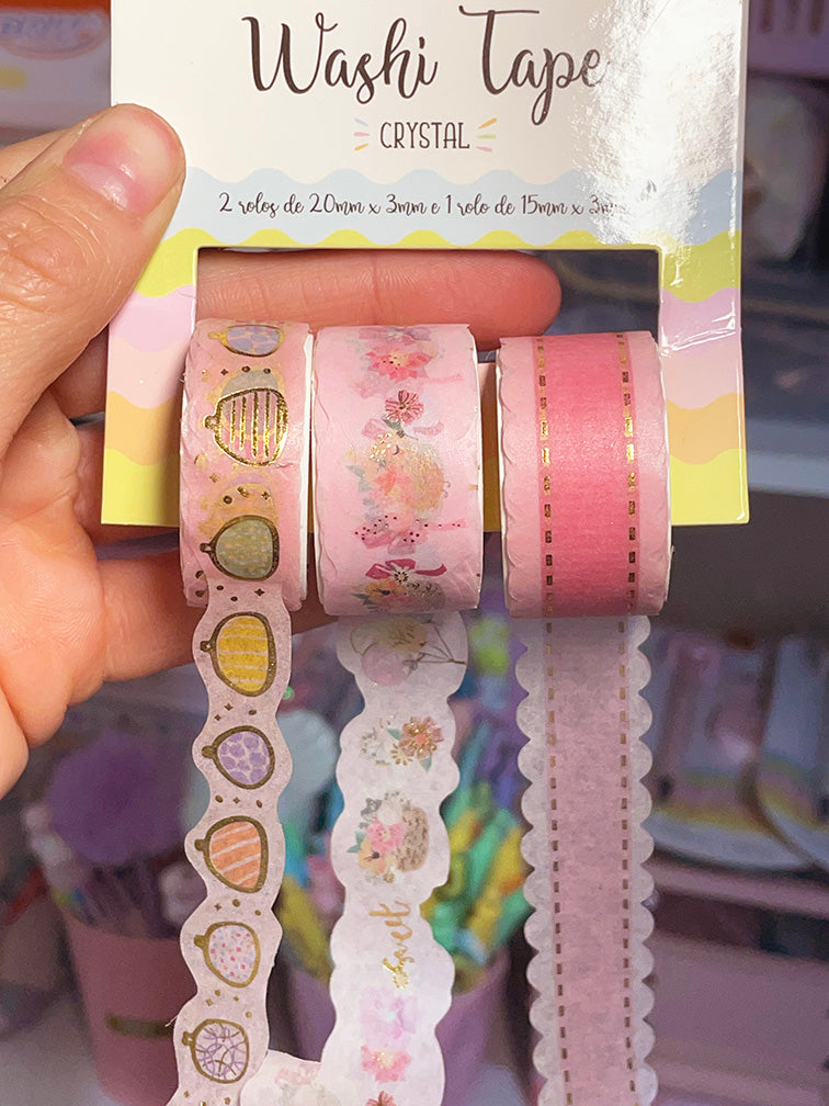 Washi Tape Ondeada Tonos Rosa x3 Brw