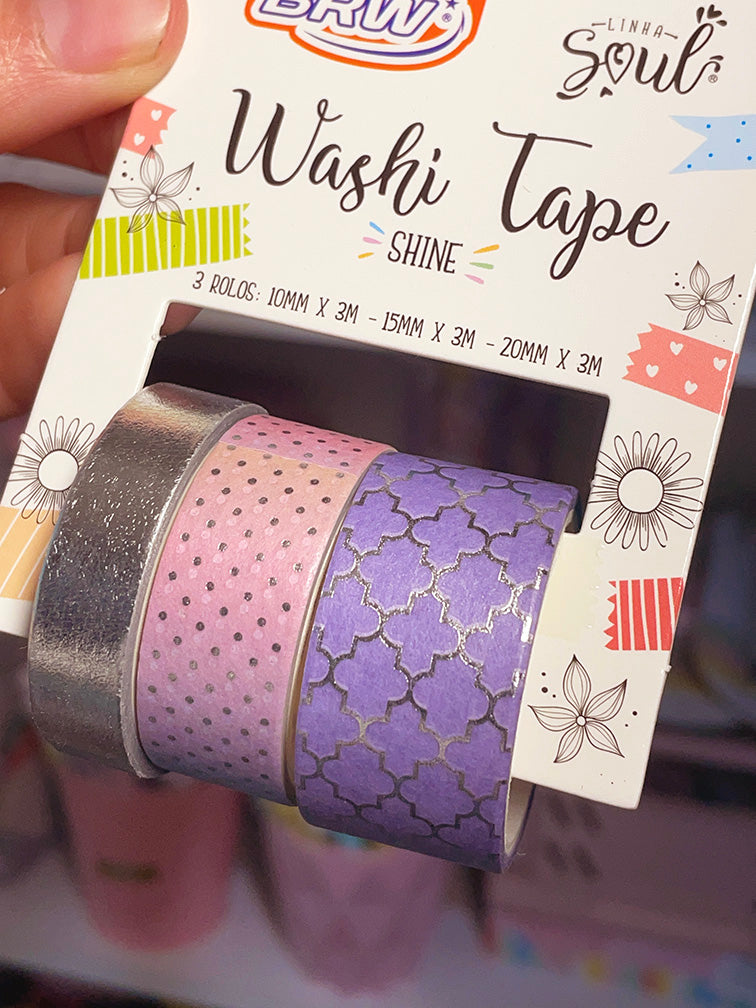 Washi Tape Shine con foil plateado x3 Brw