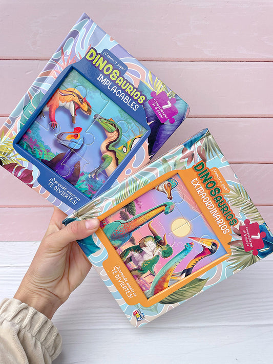 Libros de Dinosaurios con información y 7 Puzzles
