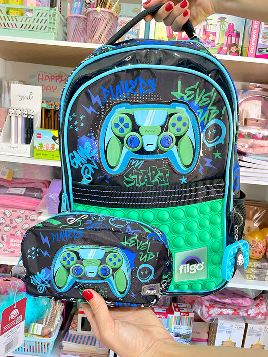 Set de Mochila Filgo Pop it Gamer + Cartu