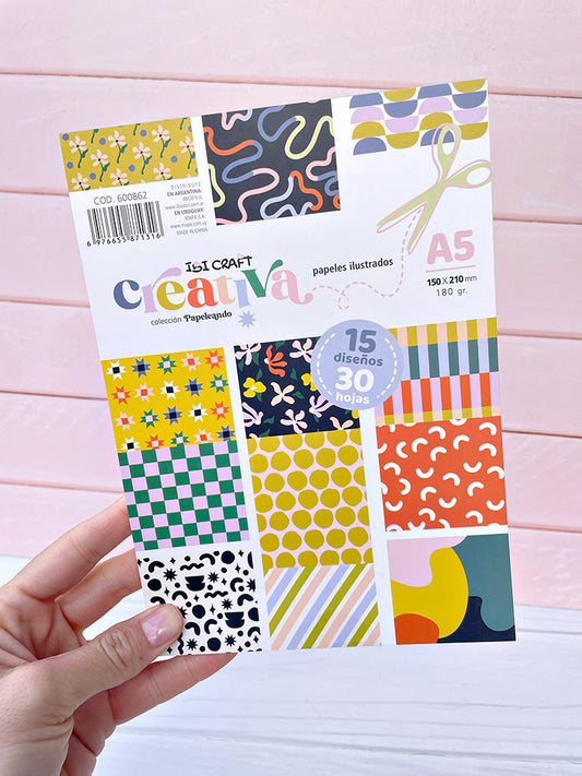 Block de 30 Hojitas Ilustradas "Creativa" Ibi Craft
