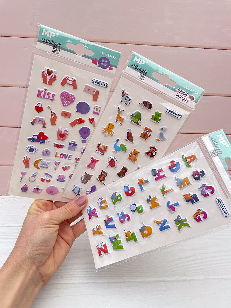 Promo Set de 3 Planchas de Stickers 3D