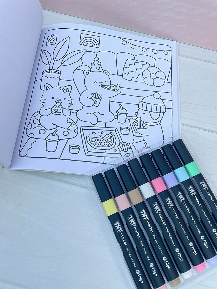 PROMO Librito para Pintar + Marcadores Pasteles