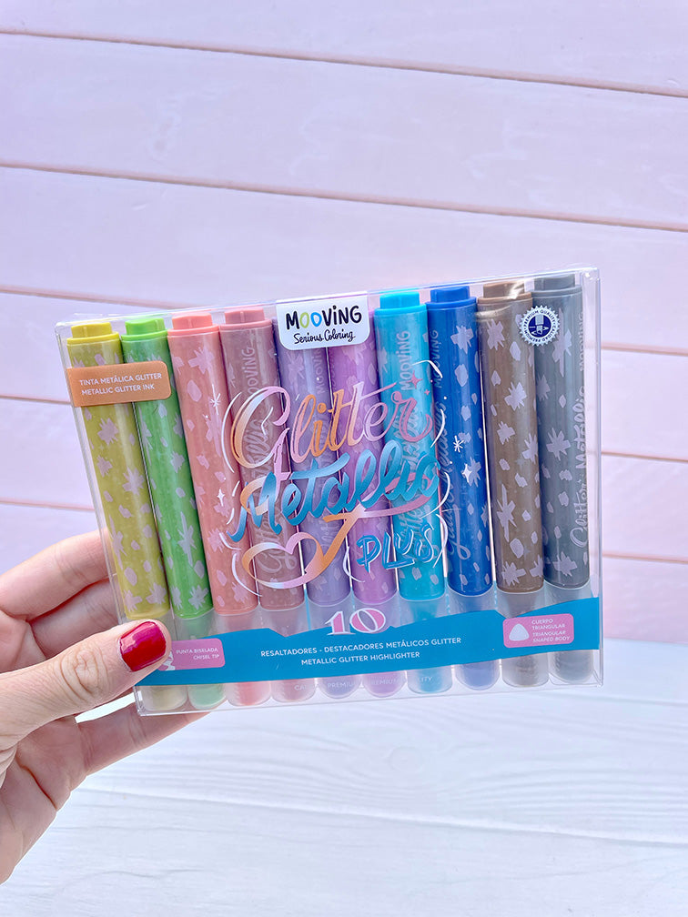 Resaltadores Glitter Mooving x10