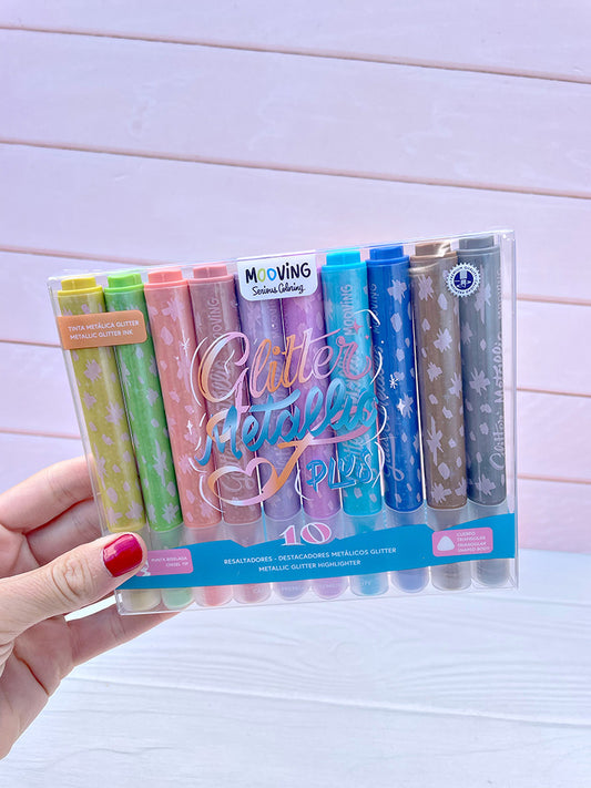 Resaltadores Glitter Mooving x10