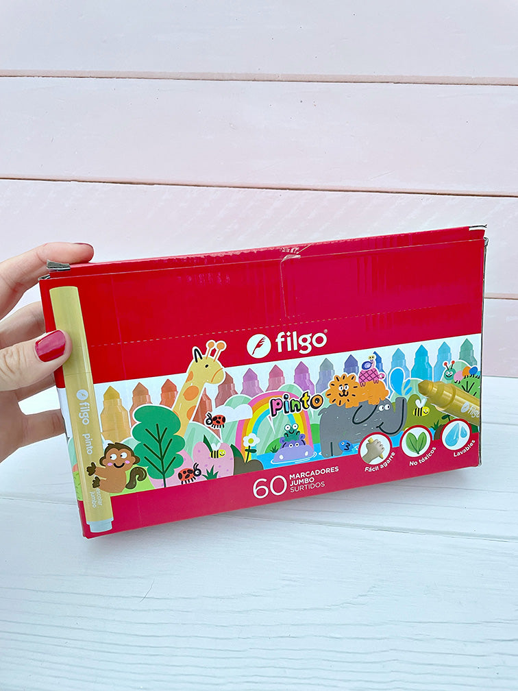 Cajita con 60 Marcadores Jumbo Punta Cónica Filgo