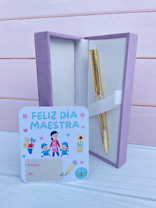 Lapicera en Cajita + Tarjetita Feliz Día
