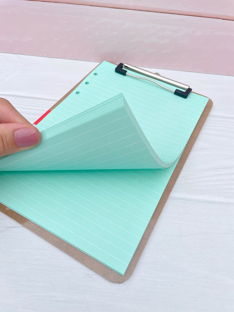 Tablita de Madera A5 con Clip + Set de Hojas