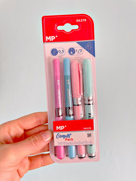 Set de 2 Lapiceras Tinta Líquida + 2 Resaltadores