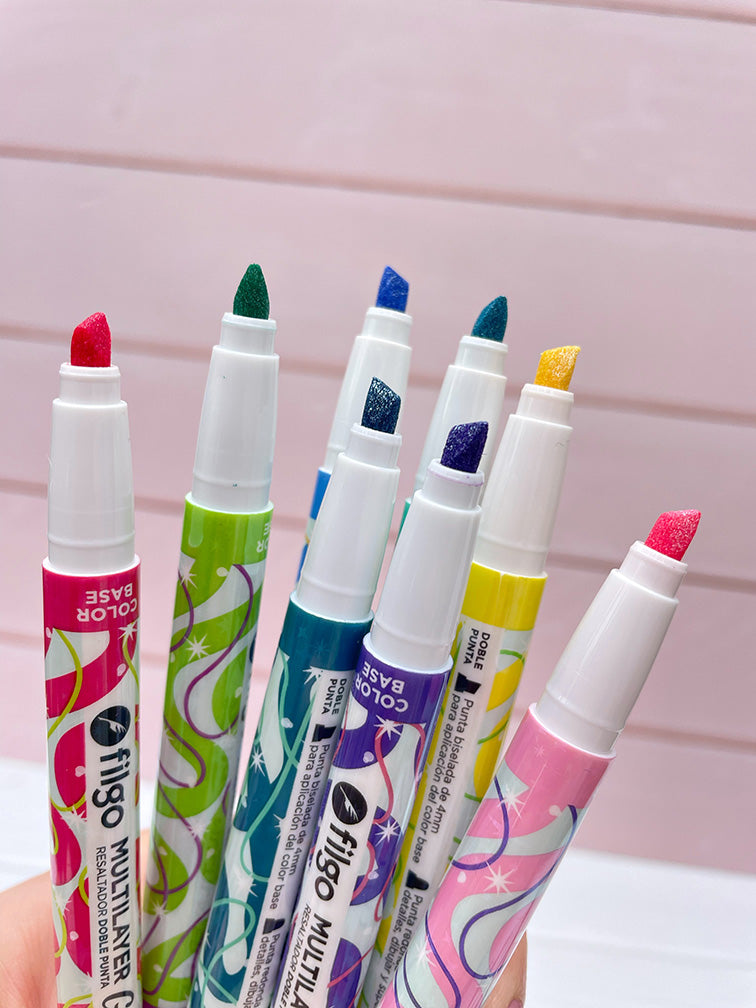 Resaltadores Glitter Doble Punta x8 Filgo