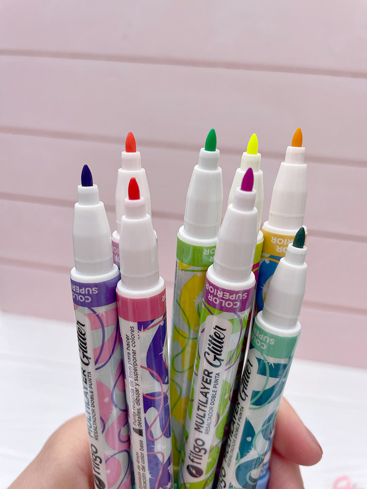 Resaltadores Glitter Doble Punta x8 Filgo