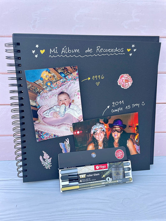 Álbum de Scrapbooking + Lapiceras Metalizadas Filgo x4
