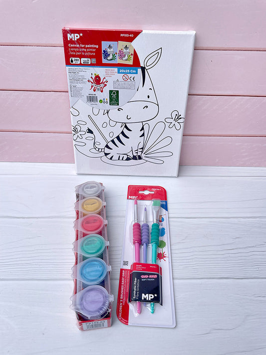 Set de Bastidor con Diseño + Pinturas + Pinceles