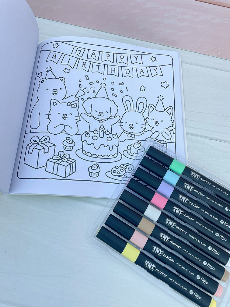 PROMO Librito para Pintar + Marcadores Pasteles