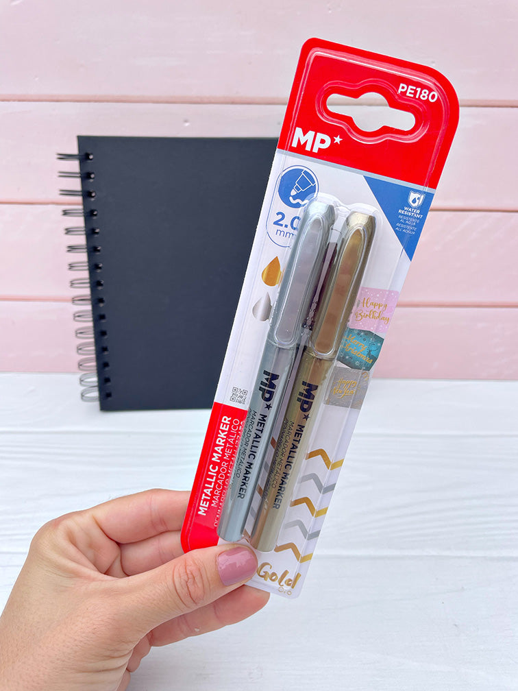 Álbum de Scrapbooking Negro + Marcadores Metalizados