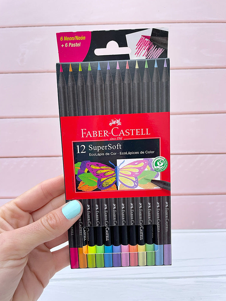 Colores Supersoft Faber Castell Neon y Pastel x12