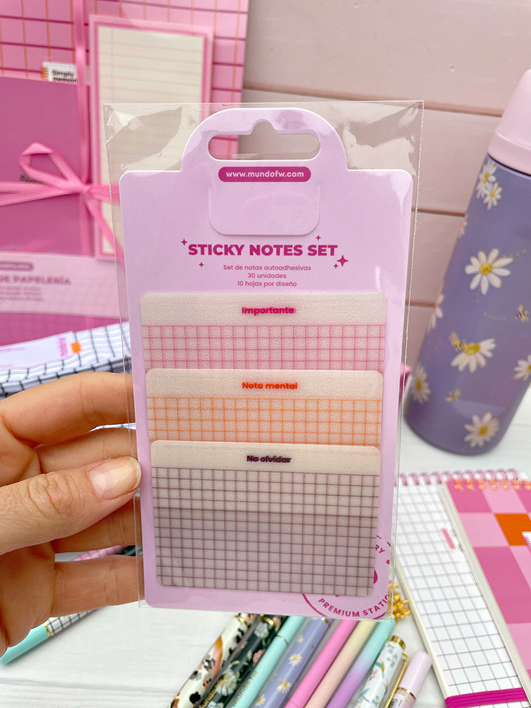 Set de Notas Transparentes Cuadriculadas x3 Fw