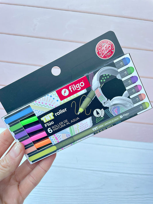 Lapiceras TNT Roller Filgo Colores Flúo x6